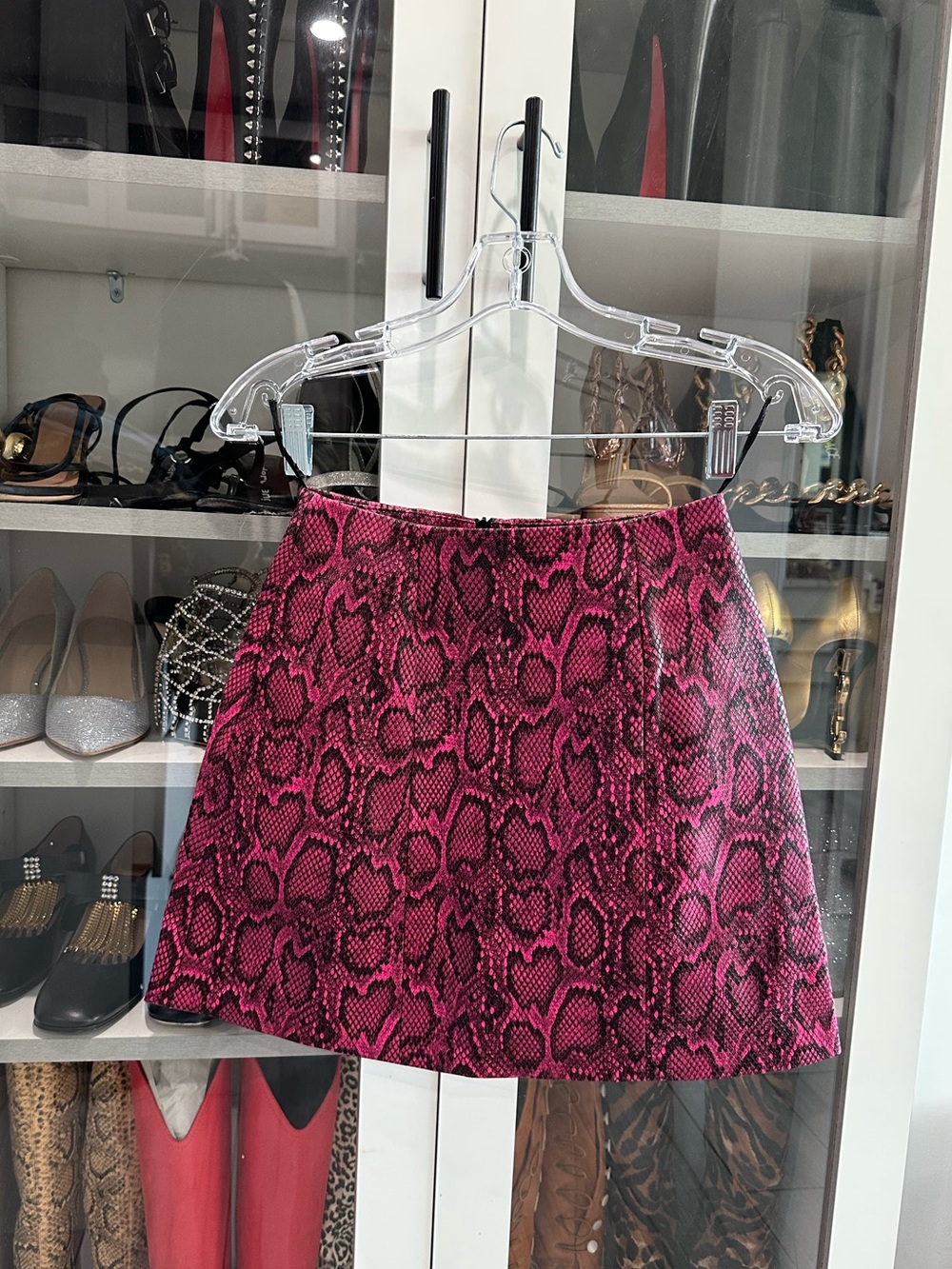 NWT Miscreant Pink Snake-Print Mini Skirt Revolve $450 UK Sz 6 US 2 Festival